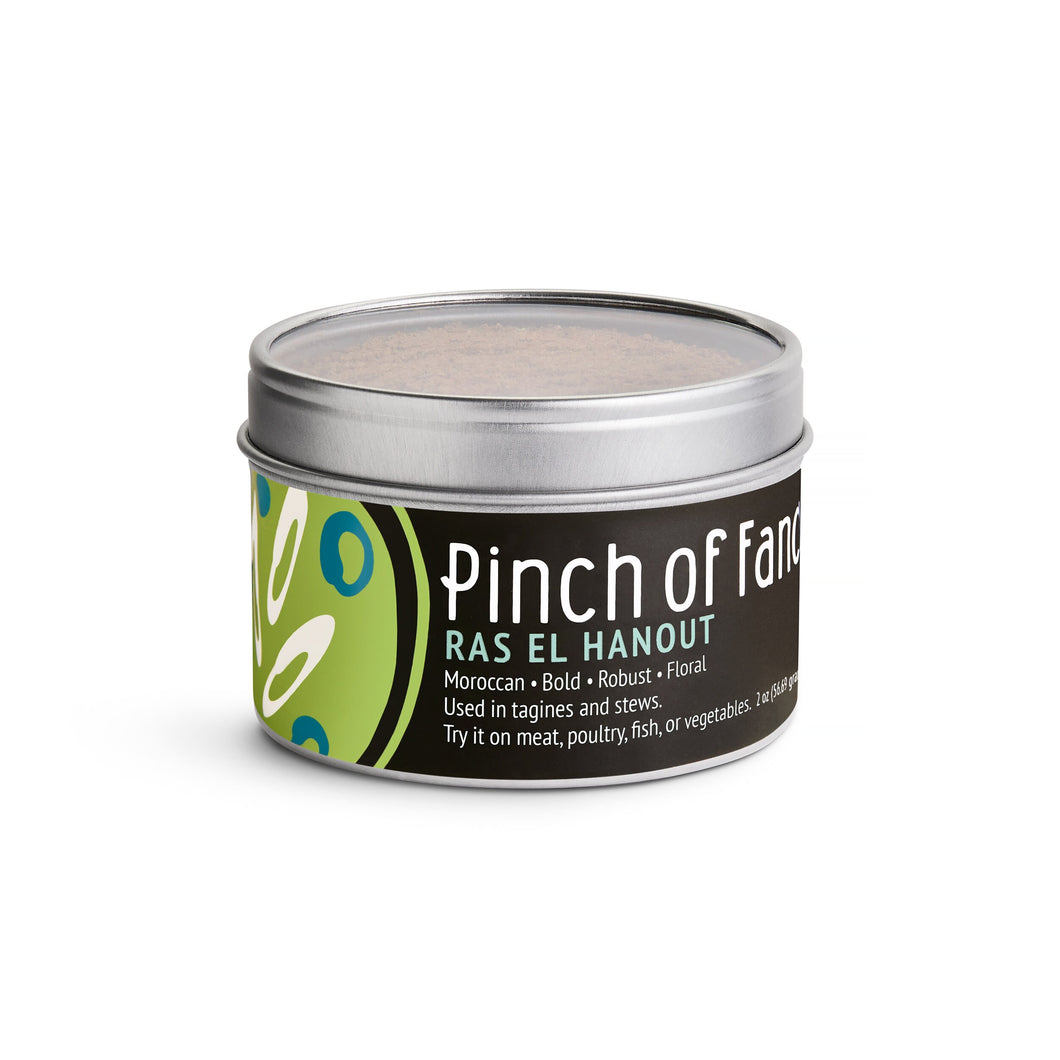 Pinch of Fancy Ras el Hanout Moroccan Arabic Spice, Sweet Spicy Earthy Seasoning for Marinades, Soups, Sauces - 2 oz Tin